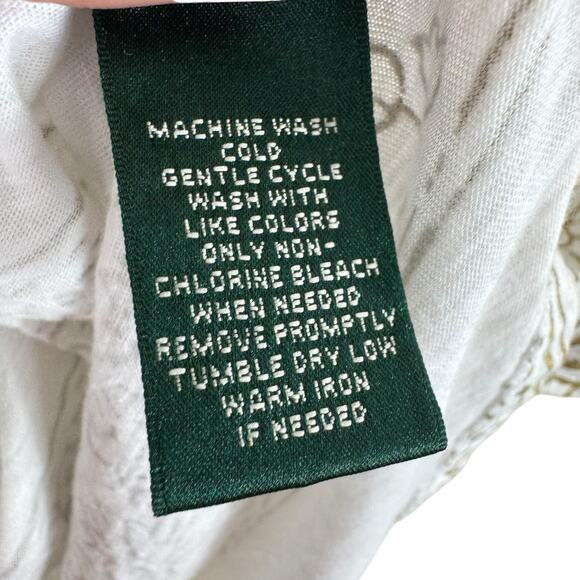 Lauren Ralph Lauren 100% Cotton Gold White Striped 3/4 Sleeve Blouse Size M - Picture 5 of 5